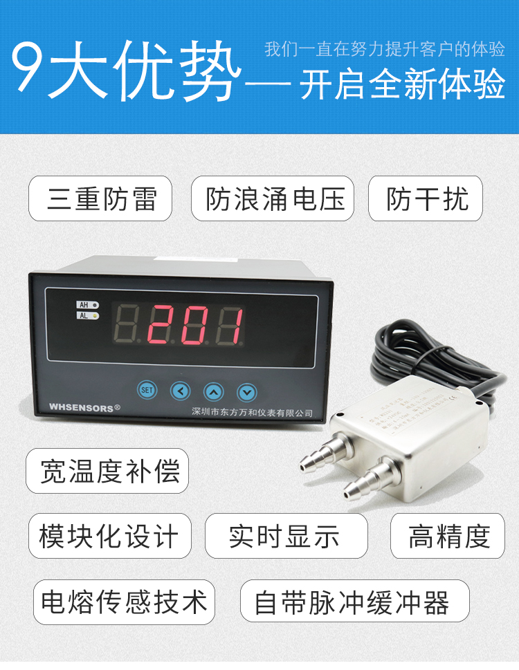 测电气室内微差压传感器型号WH201